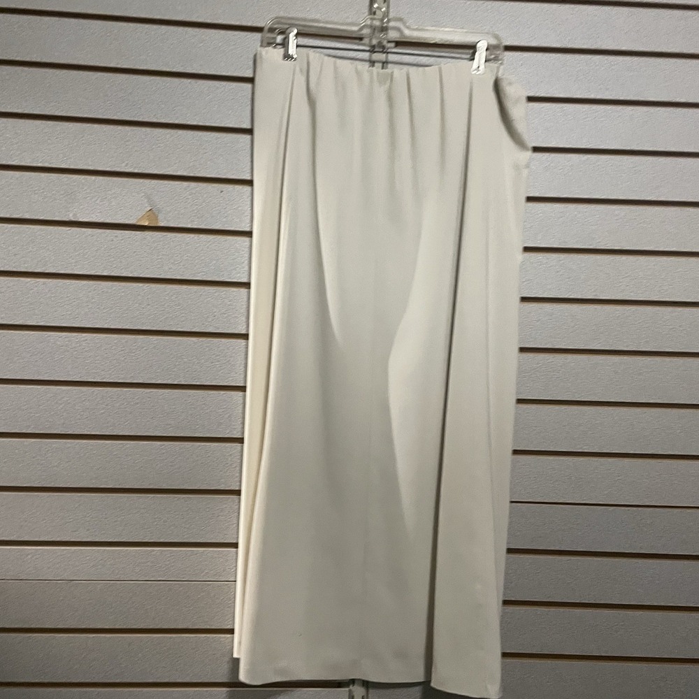 Susan Graver Women's Sz Medium Beige Long A-line Skirt Elastic Waist Fit Size Lg